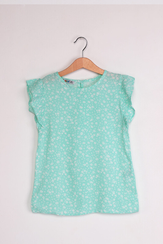 ALG - ALG Ruffle Detailed Flower Printed Girl Dress | Sea Green