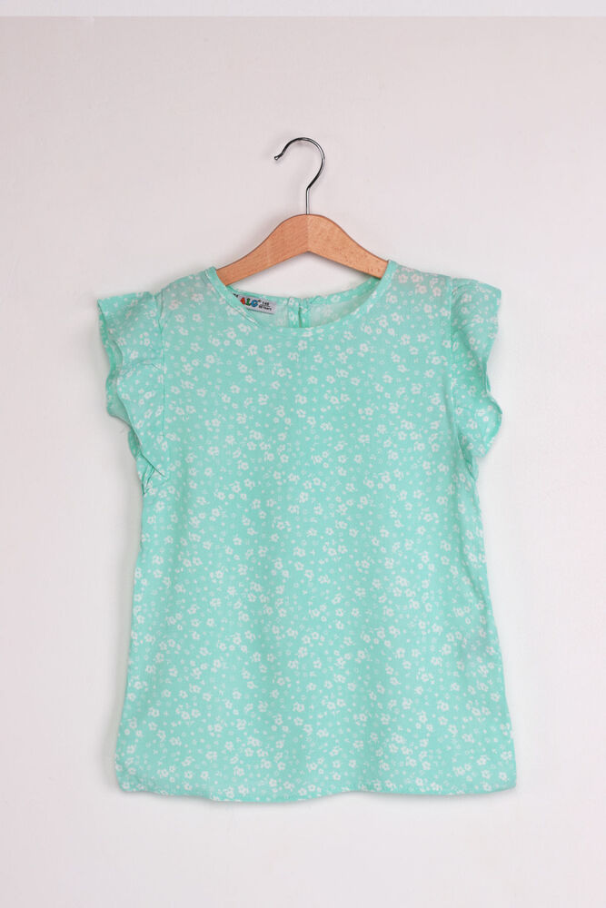 ALG Ruffle Detailed Flower Printed Girl Dress | Sea Green