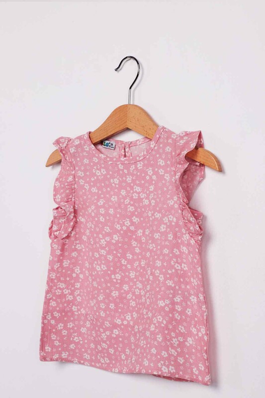 ALG Ruffle Detailed Flower Printed Girl Dress | Powder - Thumbnail