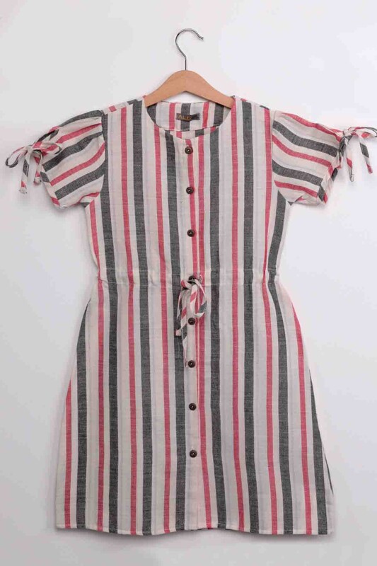 Girl Sleeveless Linen Dress 21488 | Gray - Thumbnail