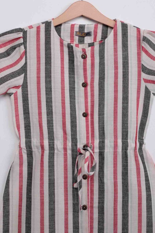 Girl Sleeveless Linen Dress 21488 | Gray - Thumbnail