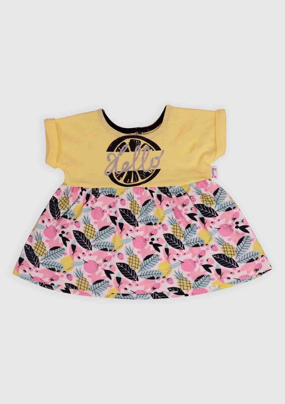 Hippıl Baby - Hippıl Baby Ananas Baskılı Bebek Elbise | Sarı