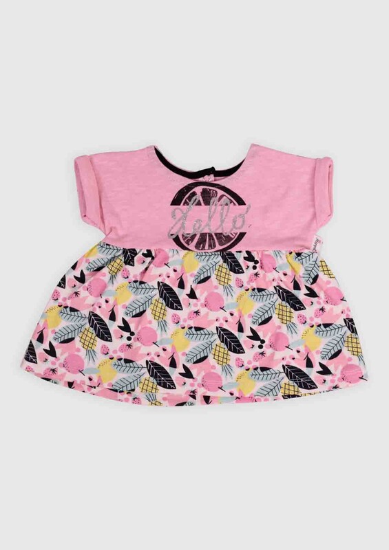 Hippıl Baby - Hippıl Baby Ananas Baskılı Bebek Elbise | Pembe