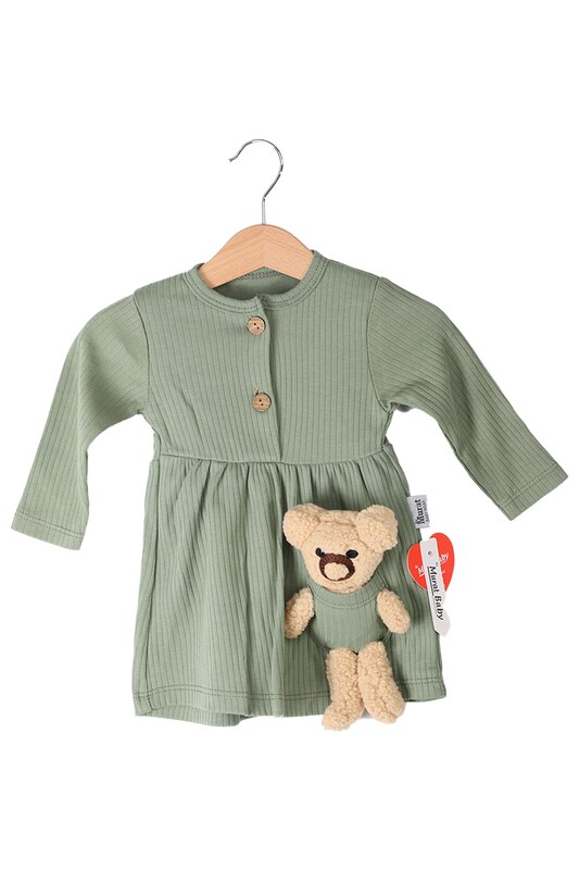 MURAT BABY - Kız Bebek Ayıcıklı Elbise 6844 | Yeşil
