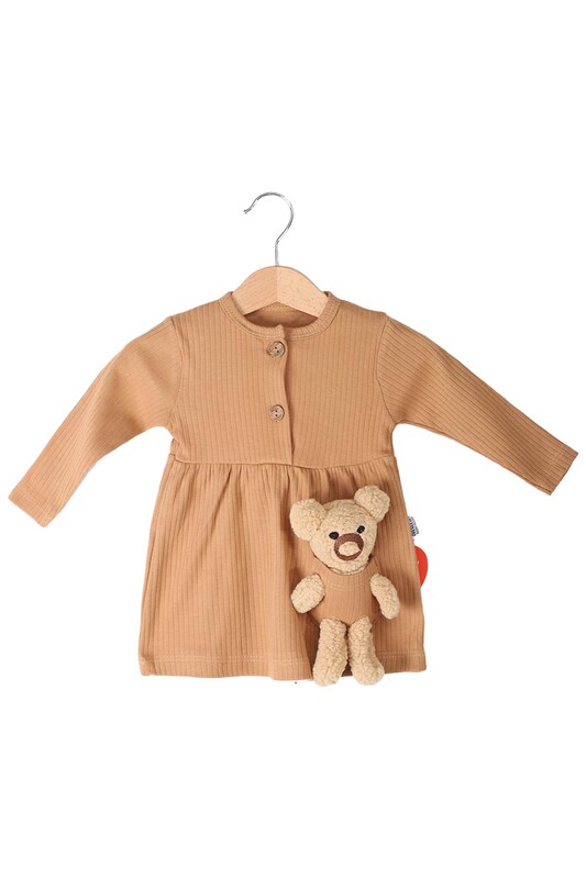 MURAT BABY - Kız Bebek Ayıcıklı Elbise 6844 | Kahve