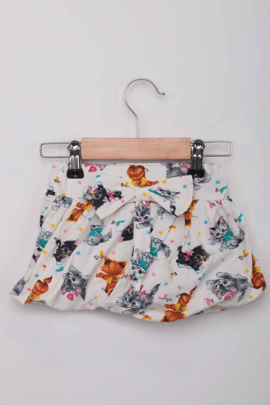 TİMİ KİDS - Kitty Printed Girl Baloon Skirt | Ecru