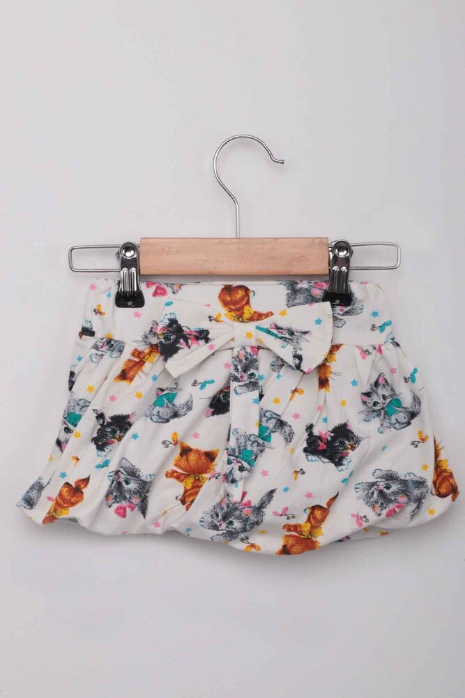 Kitty Printed Girl Baloon Skirt | Ecru