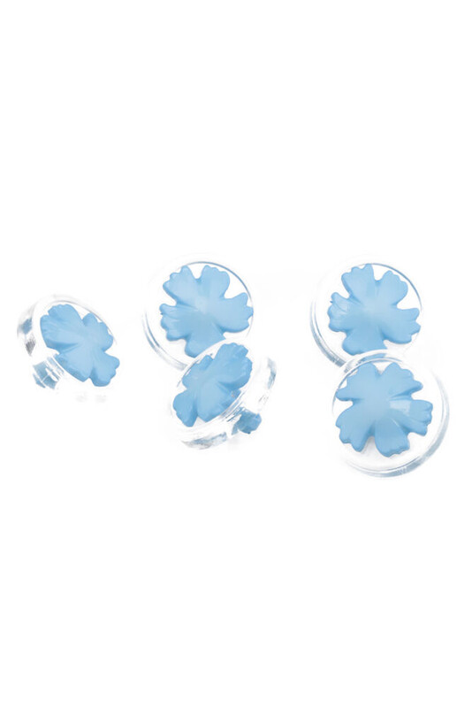 İTALYAN BEBE - Çiçek Figürlü Düğme 5 li | Mavi