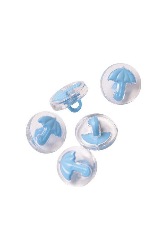 İTALYAN BEBE - Şemsiye Figürlü Düğme 5 Adet | Koyu Mavi