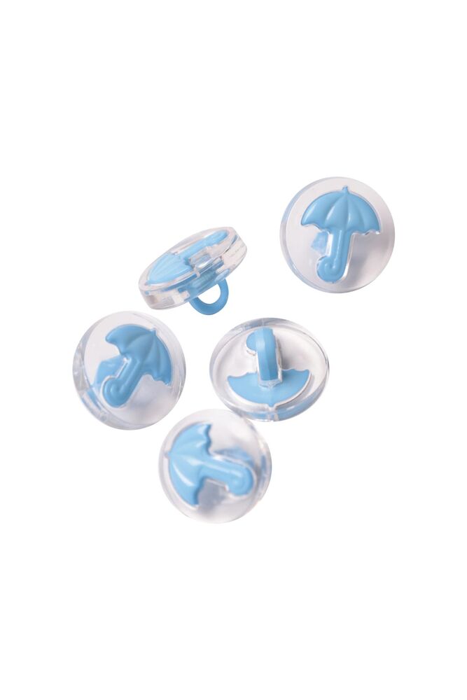 Şemsiye Figürlü Düğme 5 Adet | Koyu Mavi