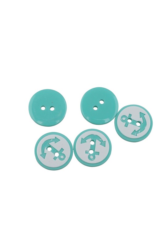 SİMİSSO - Çapa Desenli Düğme 5 Adet Yeşil