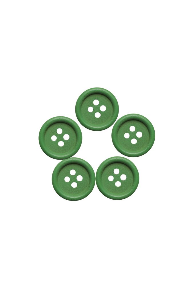 Renkli Ahşap Düğme 5'li | Yeşil