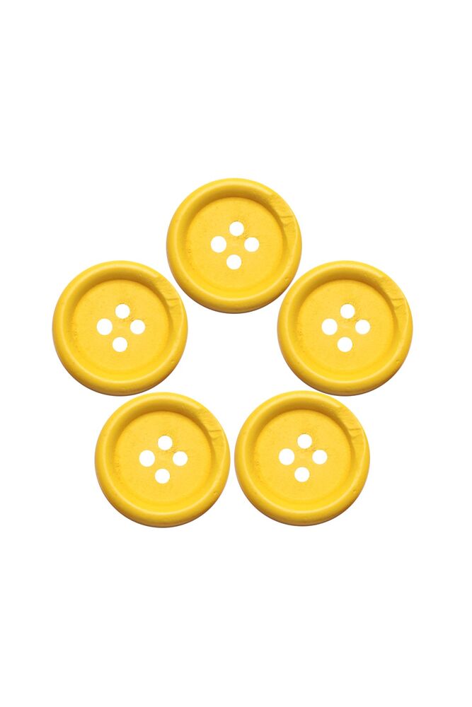 Renkli Ahşap Düğme 1555 5'li | Sarı