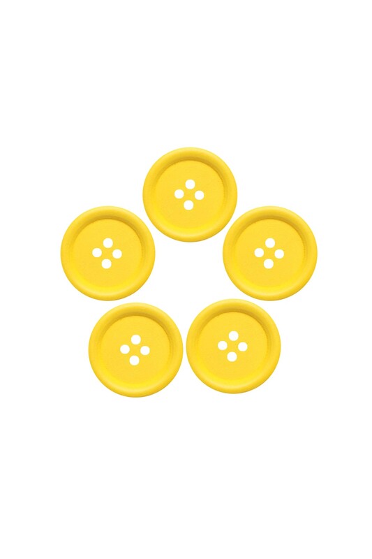 SİMİSSO - Renkli Ahşap Düğme 1556 5'li | Sarı