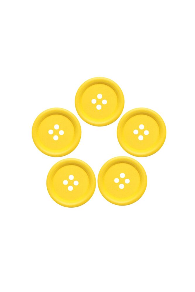 Renkli Ahşap Düğme 1556 5'li | Sarı