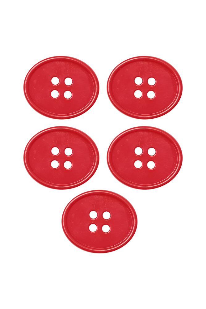 Geometrik Şekilli Düğme Model 1 5 adet | Kırmızı