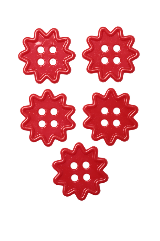 SİMİSSO - Geometrik Şekilli Düğme Model 9 5 adet | Kırmızı