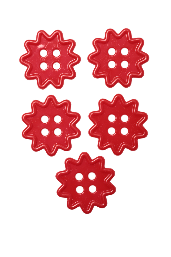 Geometrik Şekilli Düğme Model 9 5 adet | Kırmızı