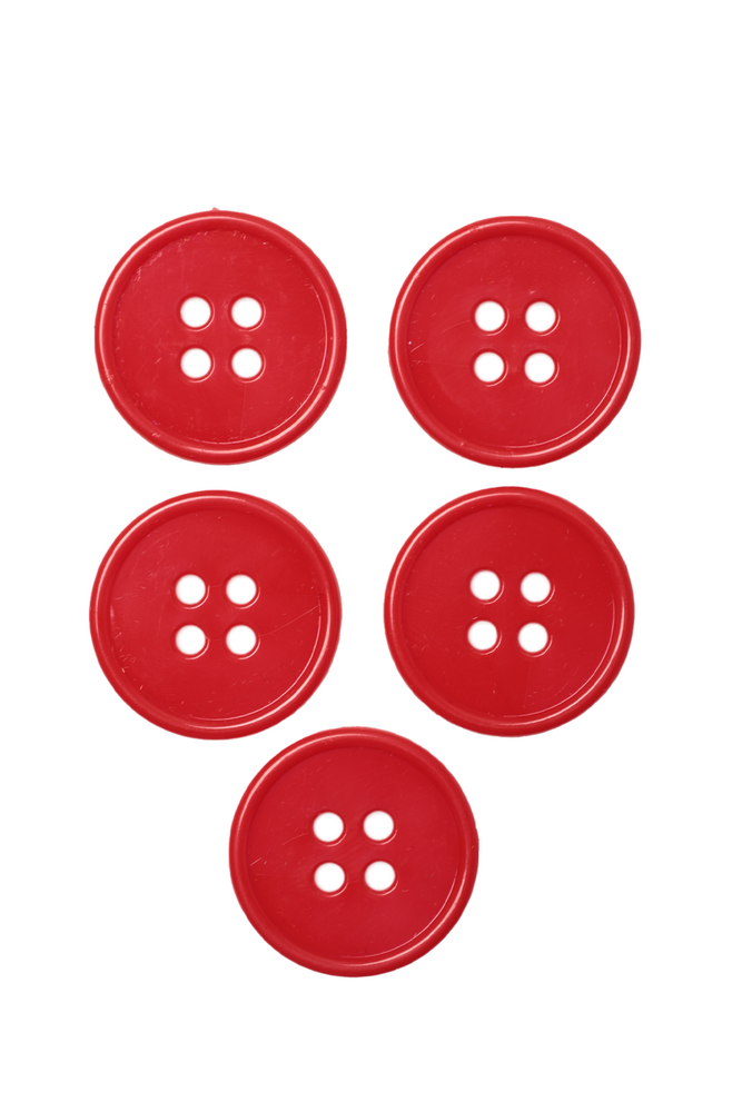 Geometrik Şekilli Düğme Model 10 5 adet | Kırmızı