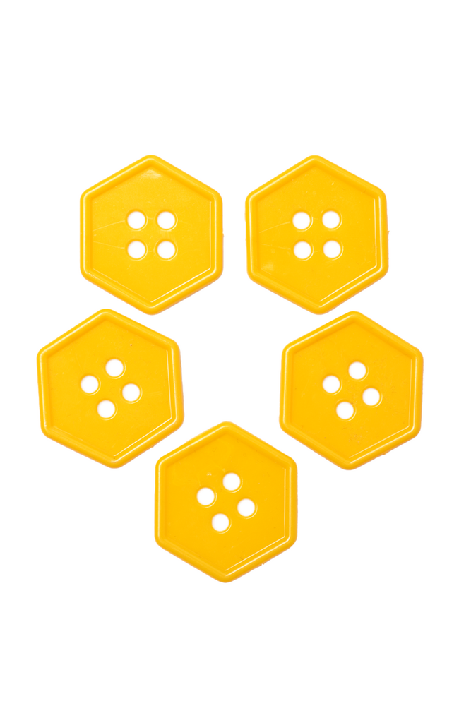 Geometrik Şekilli Düğme Model 11 5 adet | Sarı