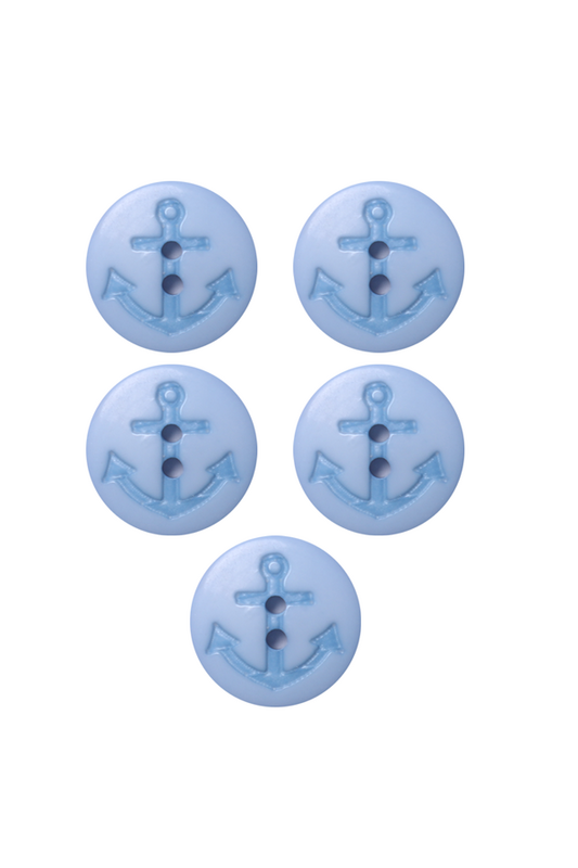SİMİSSO - Çapa Desenli Düğme 5 Adet Model 9 | Mavi