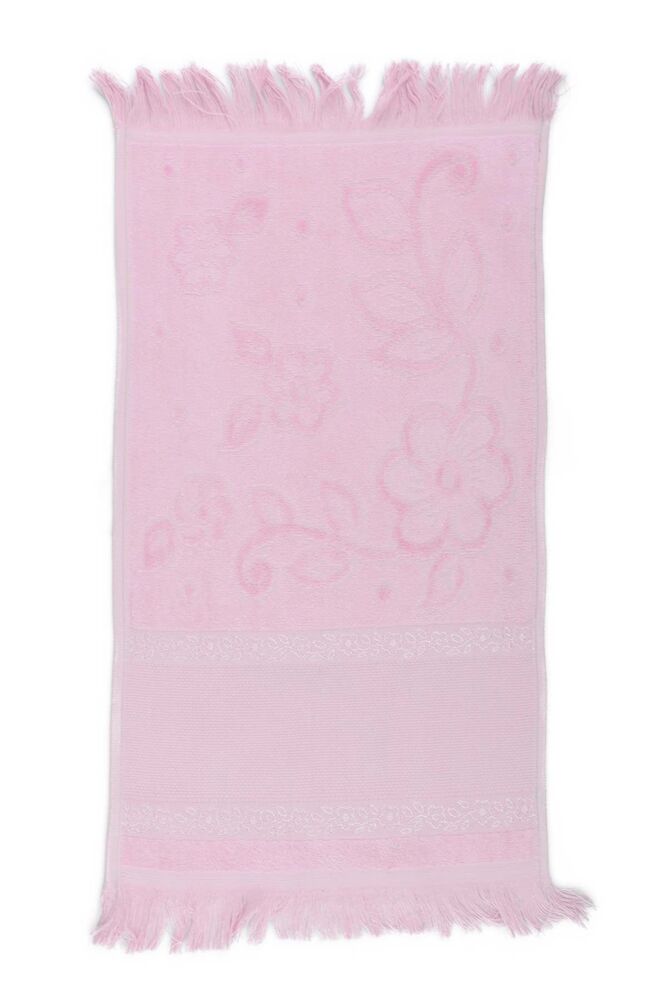 Kardelen Desenli Saçaklı Kadife İşlemelik El Havlu 30*50 Pembe 9848