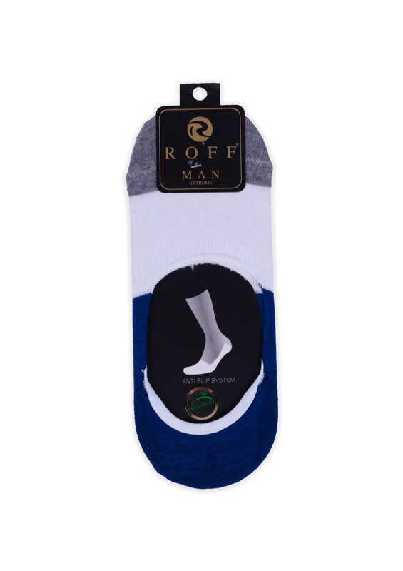 Bamboo Blok Renkli Erkek Babet Çorabı | Mavi - Thumbnail