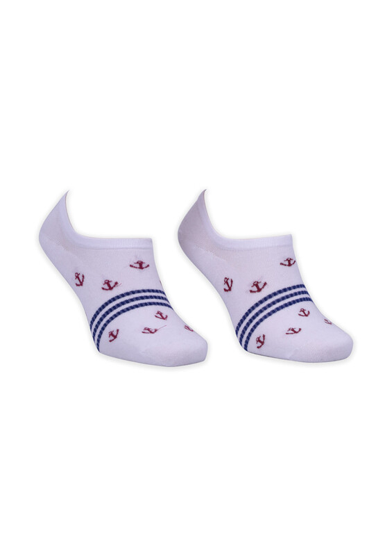 ROFF - Bamboo Çapa Desenli Erkek Babet Çorabı | Beyaz