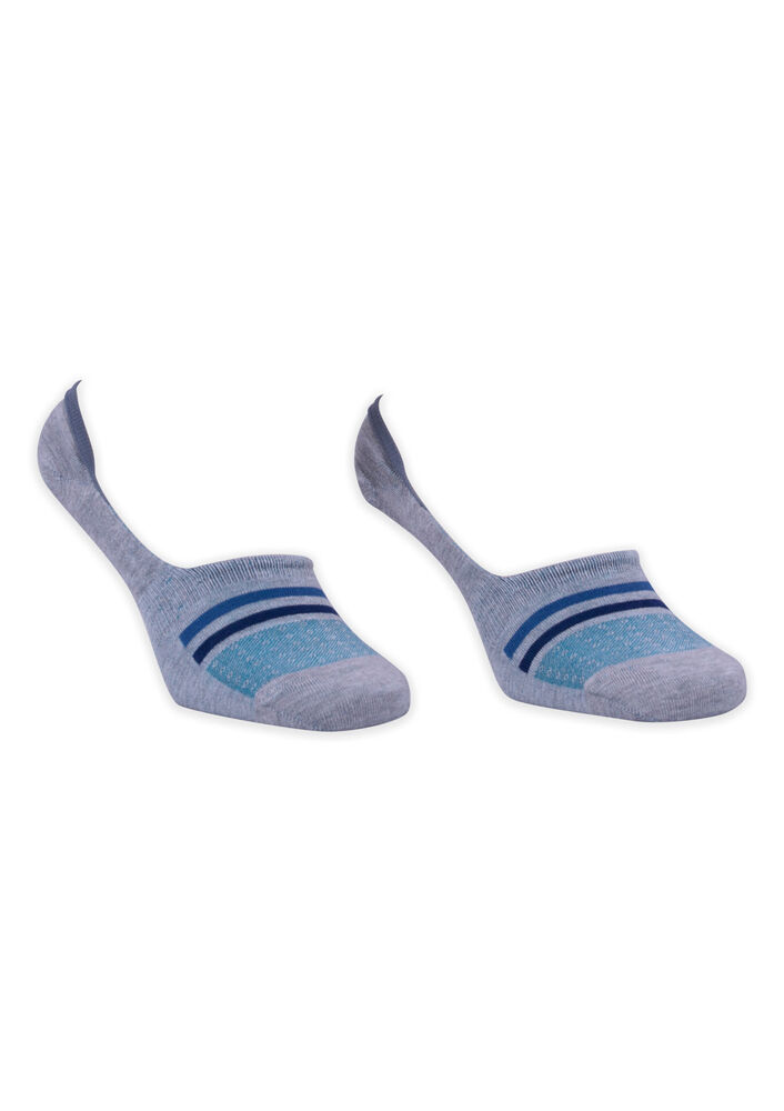 Bamboo Çizgili Erkek Babet Çorabı | Gri Mavi