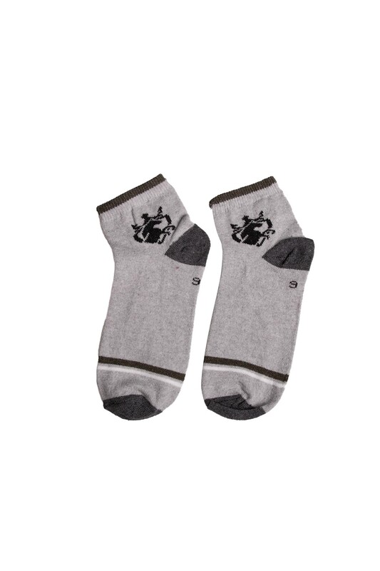 ALDANO KİDS - Çocuk Yarım Konç Desenli Çorap | Gri