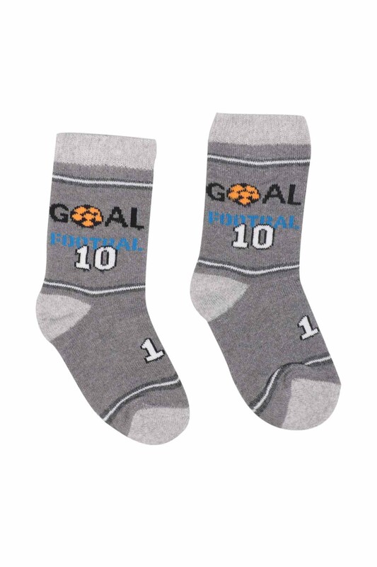 ARC - Yazı Baskılı Erkek Çocuk Havlu Soket Çorap 2125 | Gri