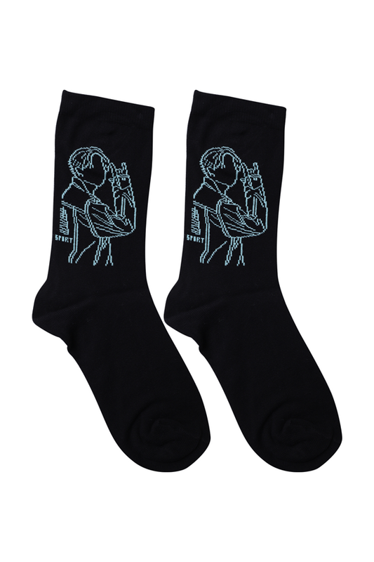 BALEKS - Baskılı Erkek Çocuk Çorap Model 5 | Mavi