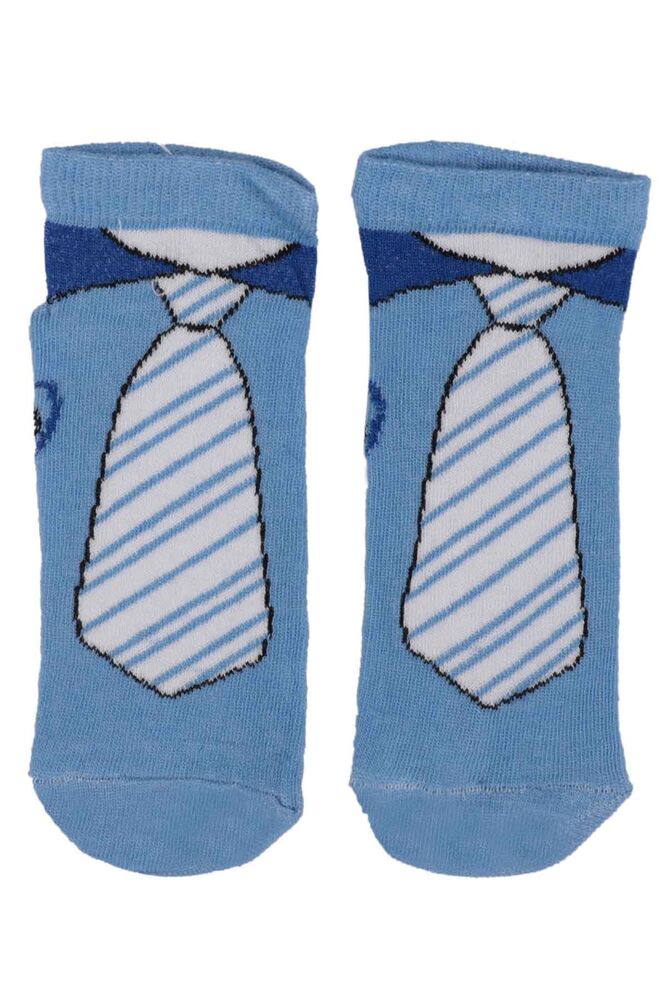 Kravat Desenli Erkek Çocuk Çorap | Mavi
