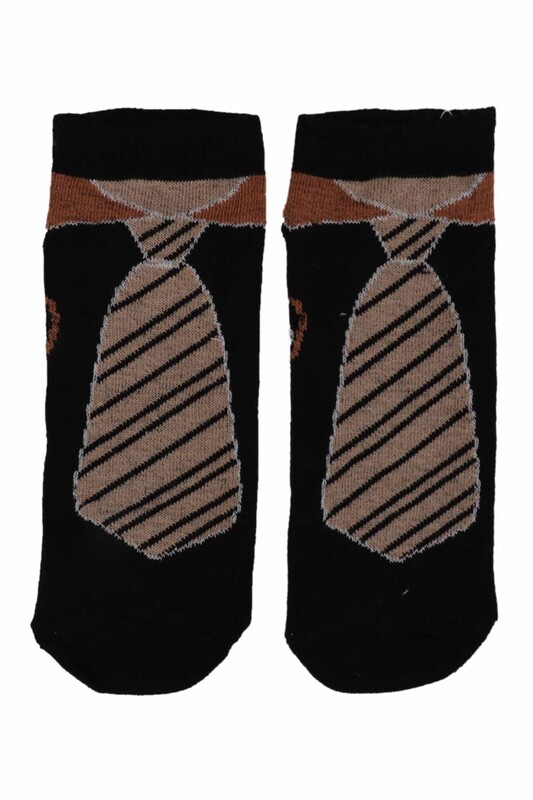 SİMİSSO - Kravat Desenli Erkek Çocuk Çorap | Siyah