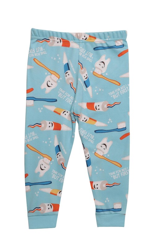 Baskılı Erkek Çocuk Pijama Takımı 2220 | Mavi - Thumbnail
