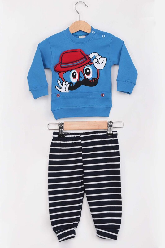 Nafitto - Şapkalı Erkek Çocuk Pijama Takımı | Mavi