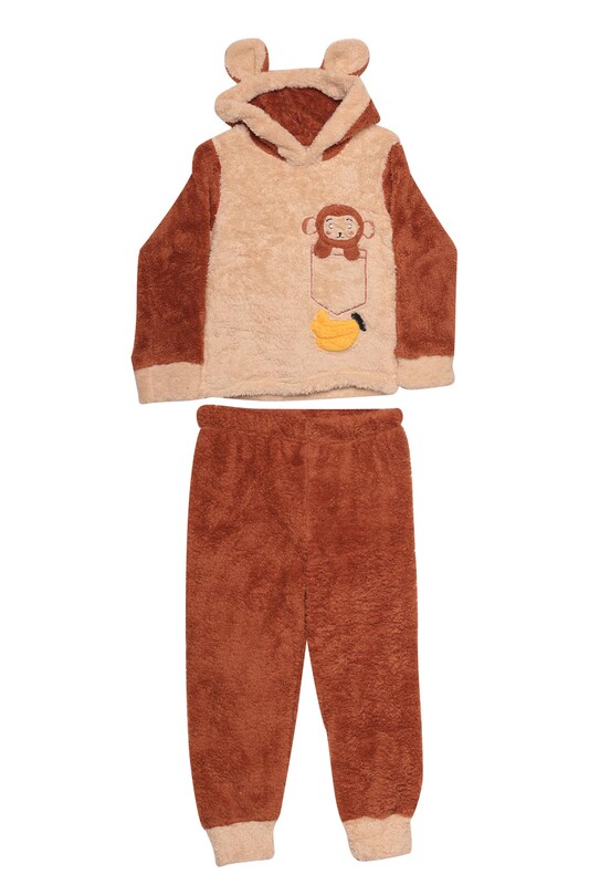 PİJAMOOD - Erkek Çocuk Polar Pijama Takımı 7826 | Bej