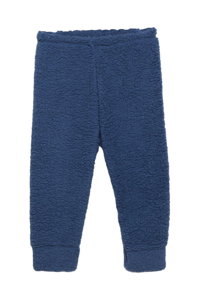 Ayıcık Baskılı Peluş Çocuk Pijama Takımı | Mavi