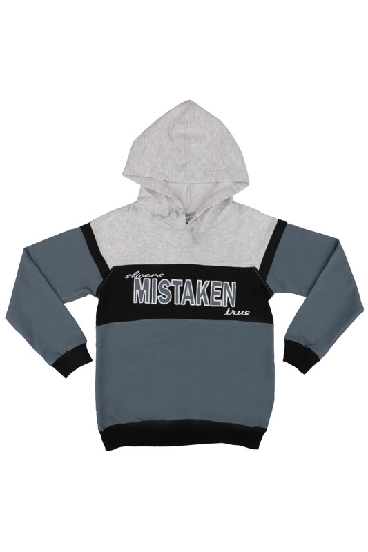 ALG - Baskılı Kapüşonlu Erkek Çocuk Sweat 39560 | Gri