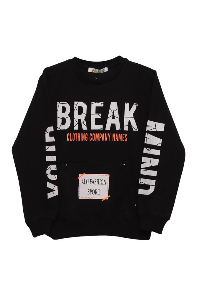 Break Yazılı Erkek Çocuk Sweatshirt | Siyah
