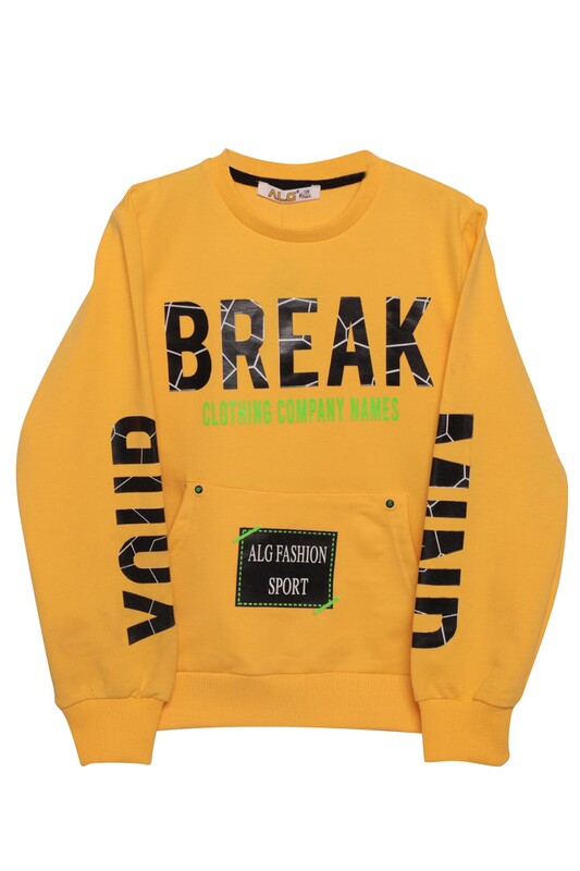 ALG - Break Yazılı Erkek Çocuk Sweatshirt | Sarı