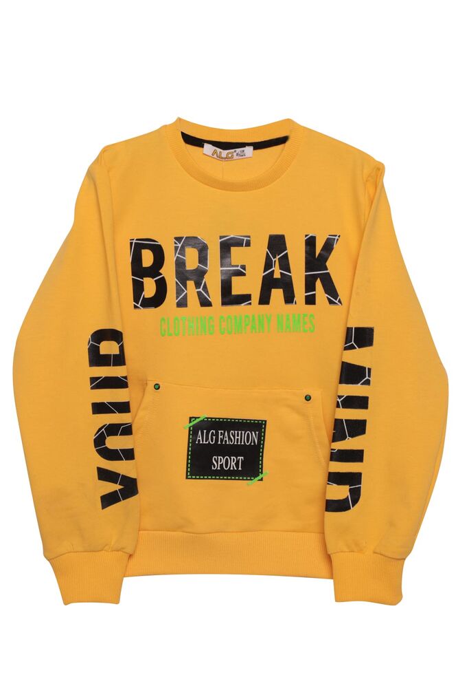 Break Yazılı Erkek Çocuk Sweatshirt | Sarı