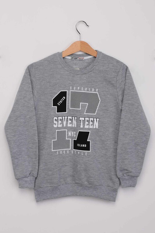 ÇIT ÇIT - Seven Teen Yazılı Erkek Çocuk Sweatshirt | Gri