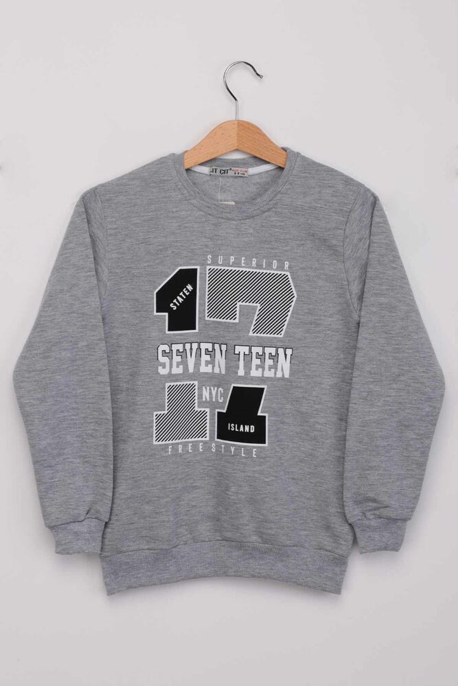 Seven Teen Yazılı Erkek Çocuk Sweatshirt | Gri