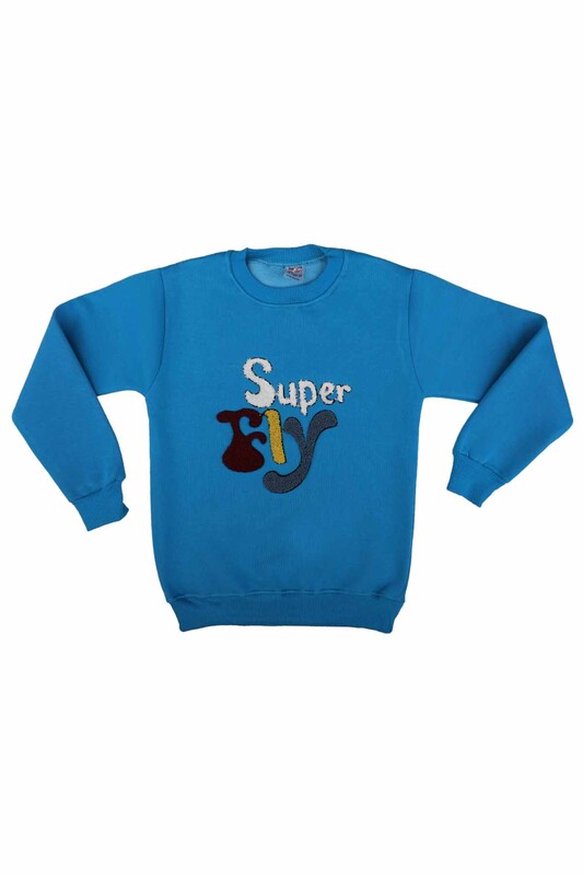 SİMİSSO - Super Nakışlı Şardonlu Erkek Çocuk Sweat | Turkuaz