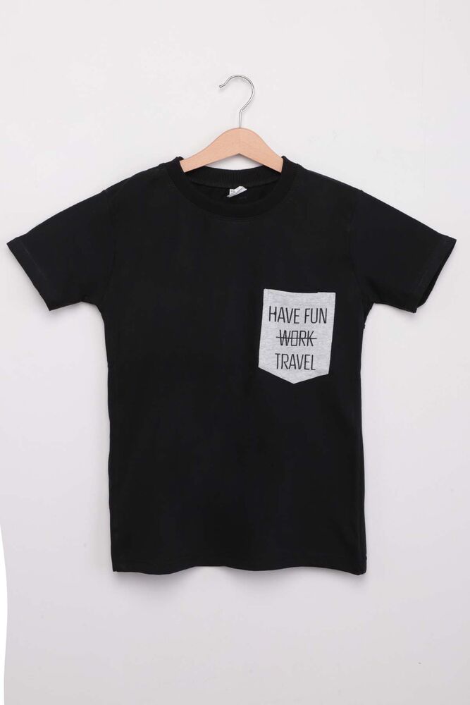 Yazı Baskılı Erkek Çocuk Tshirt 1112 | Siyah