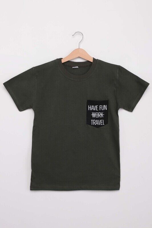Yazı Baskılı Erkek Çocuk Tshirt 1112 | Yeşil