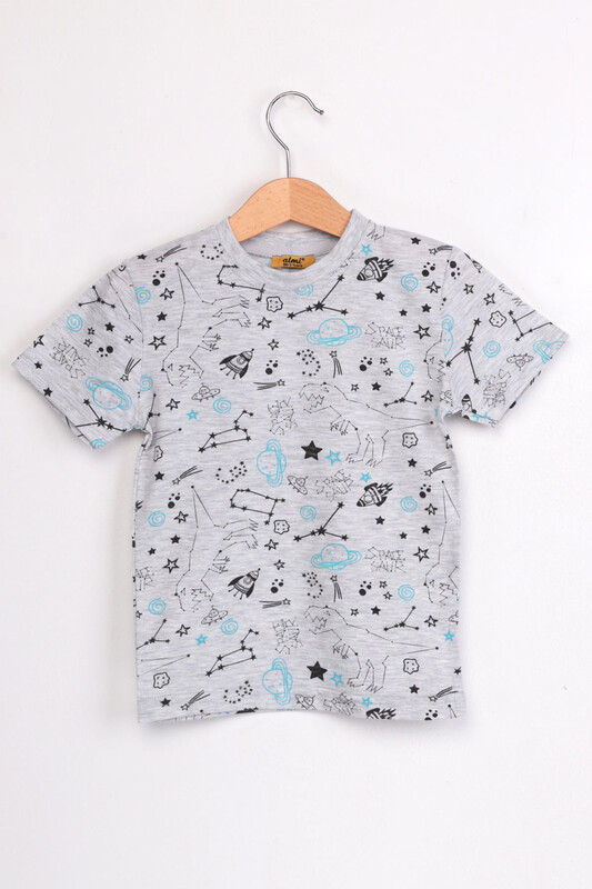 ALMİ - Çocuk Dinazor Metraj Baskılı Tshirt | Gri