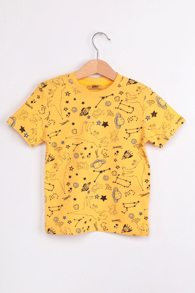 Çocuk Dinazor Metraj Baskılı Tshirt | Sarı