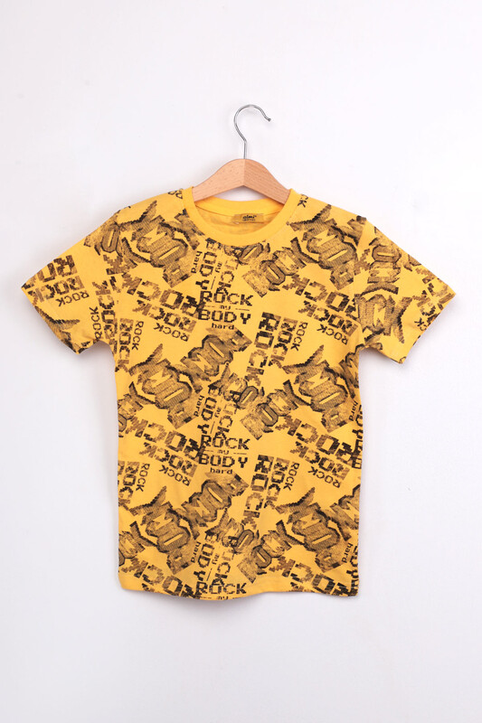 ALMİ - Garson Rock Metraj Baskılı Çocuk Tshirt | Sarı